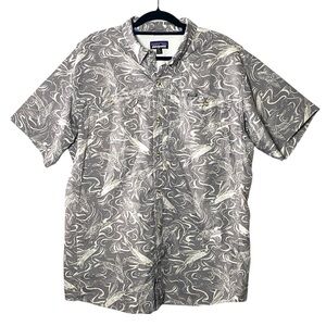 Patagonia Men's Sol Patrol II Shirt XL Gray Fish Print Short Sleeve Vented Top